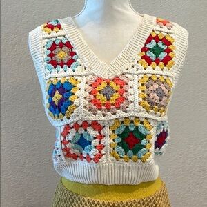 Colorful Crochet Knit Vest
